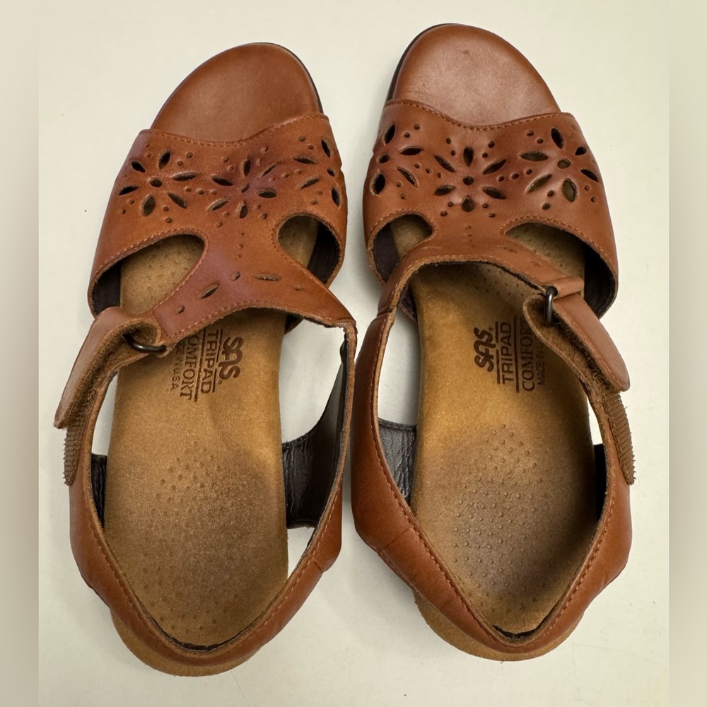 SAS Shoes Women's 5M Slingback Brown Leather Tripad Comfort Sandal